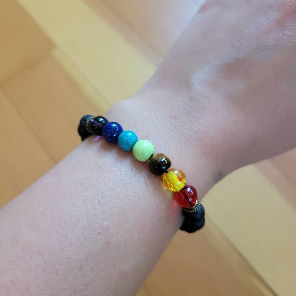 Black multicolored beaded bracelets bohemian hippie‎ spiritual witchy